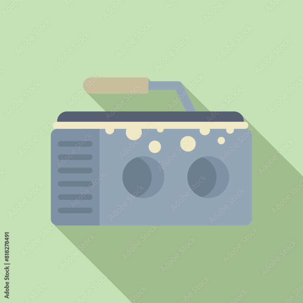 Aufkleber flat design vector illustration of a retrostyle radio with shadows on a soft green backdrop