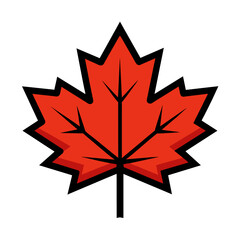 Maple leaf single icon black outline vector 