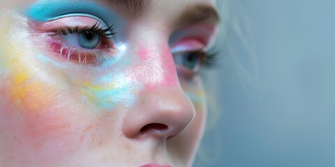 Colorful portrait of woman with glitter makeup