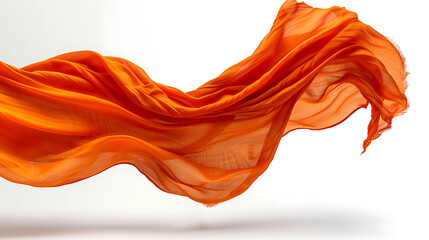 Orange swirl cloth flying on white background