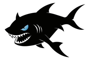 Bull Shark, angry, silhouette black color