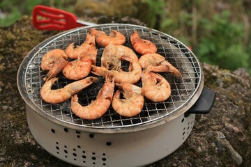Naklejka premium Grilled King prawns