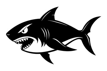 Bull Shark, angry, silhouette black color 