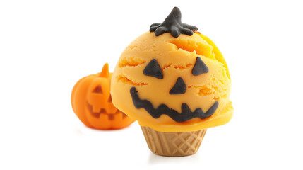 Halloween Pumpkin Ice Cream isolated on a transparent background
