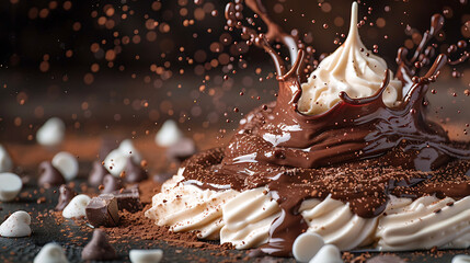 Chocolate splash, on white background