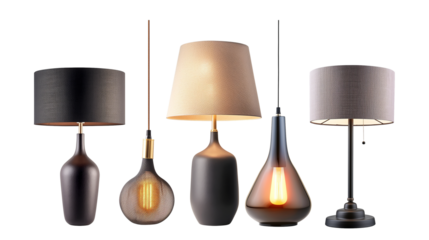  Lamps for Mockup, manipulation, Staging, and real estate isolated on a transparent background
