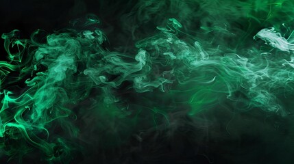 abstract green smoke on black background toxic fog and stink concept for sports stadium
