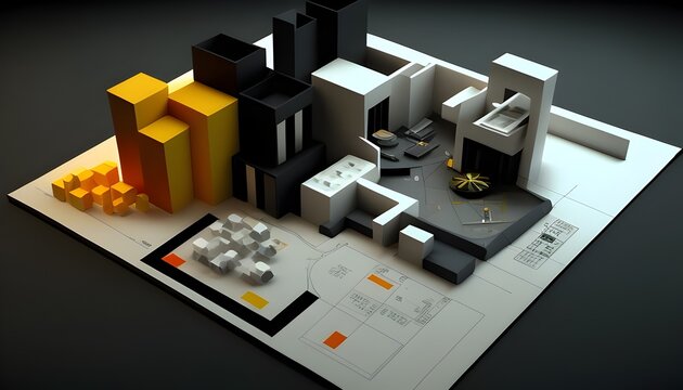 D Modeling of Business Data Analysis A Sleek Corporate Space Visualizing Strategic Financial Trends
