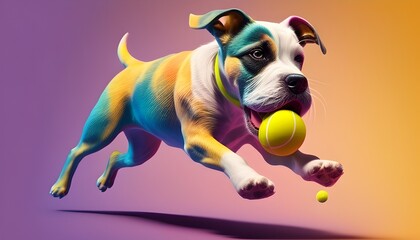 Vibrant D Rendering Dynamic Dog in Full Sport Mode