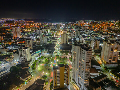 City of Apucarana, Paran&aacute;, Brazil during illuminated night.