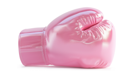 Pink boxing glove in punching isolated on a transparent background