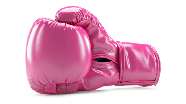 Pink boxing glove in punching isolated on a transparent background - Powered by Adobe
