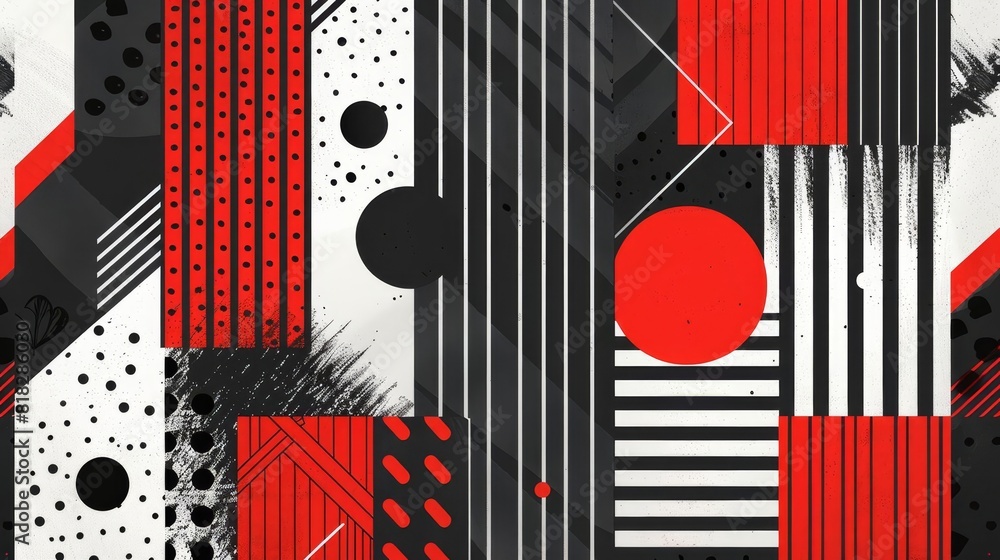 Aufkleber modern abstract geometric background with black and red patterns vector art