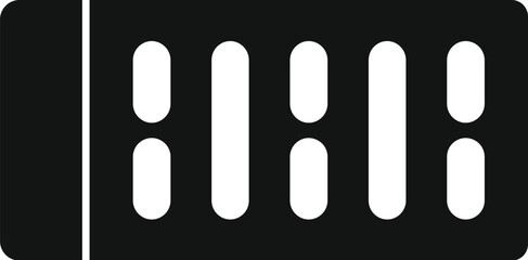 Modern black bookshelf icon with minimalist flat design and vector illustration for web, mobile app, and graphic use