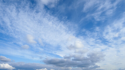 beautiful blue color sky and soft white clouds for abstract background