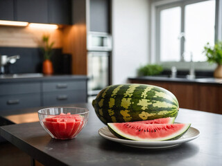 Cut watermelon on a table