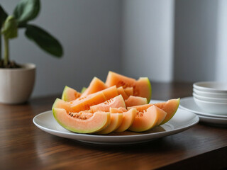 Slices of melon on a plate