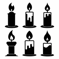 Set of candle vector Silhouette