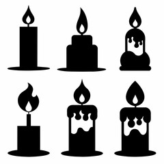Set of candle vector Silhouette