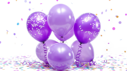 Purple Balloon Birthday Party isolated on a white background