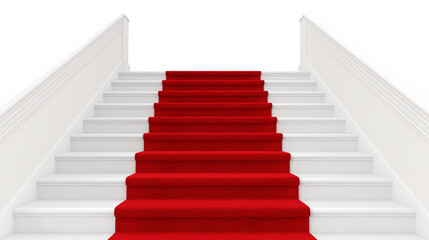 Obraz premium Red carpet white stairs realistic isolated on a transparent background
