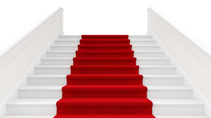 Red carpet white stairs realistic isolated on a transparent background