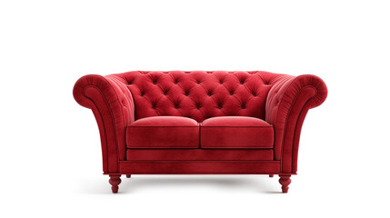 Red vintage sofa isolated on a transparent background