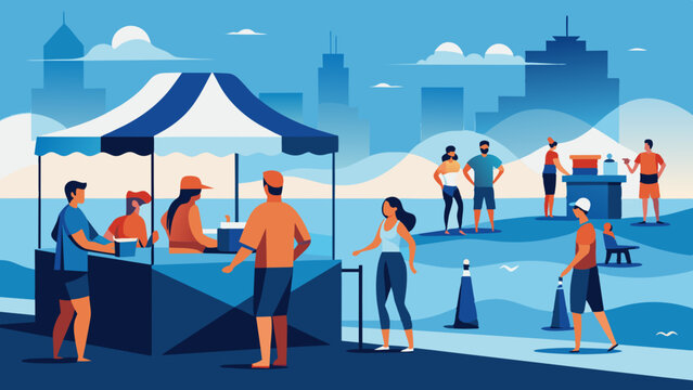 Bustling City Food Market Scene with Urban Backdrop. World Drowning Prevention Day