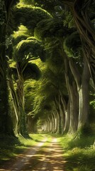 Fototapeta premium A long and winding path leads through a dense forest