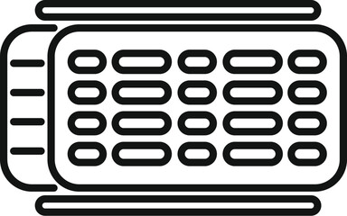 Black and white line art of a modern computer keyboard, suitable for icons and infographics