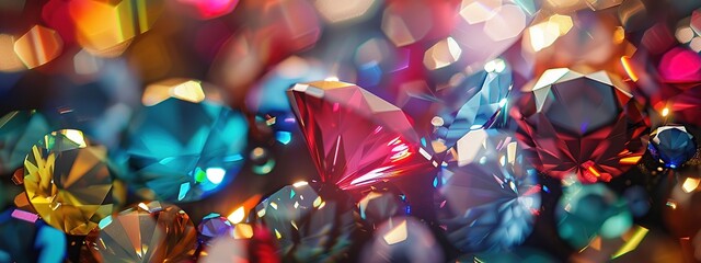 Close-up of multicolored crystals on a light background.