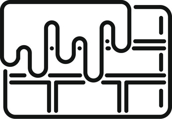 Simple monochrome line drawing showcasing a stylized city skyline