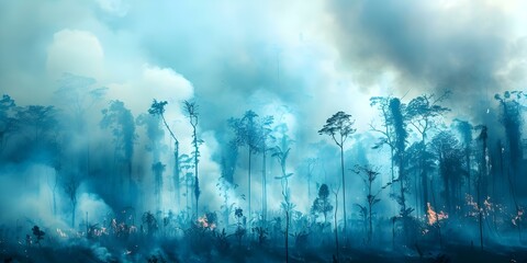 Borneos frequent forest fires worsen by deforestation and dry conditions harming ecology. Concept Ecological Impact, Deforestation, Forest Fires, Borneo, Environmental Protection