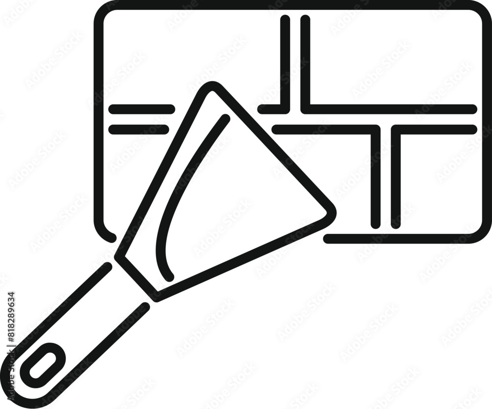 Poster linear style icon depicting a scraper tool and color swatch card for design and renovation concepts