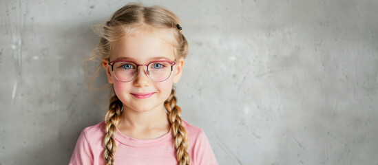 cute blonde girl with braided plaits wearing glasses
