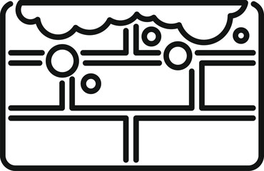 Simplified black and white line art representation of a circuit board with electronic components