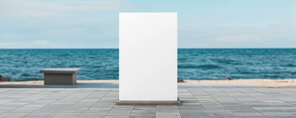 Blank billboard at a scenic beachfront