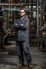 Industrial worker with folded arms