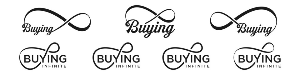 buying Infinity logo design, wordmark buying with Infinity icon combination, vector illustration