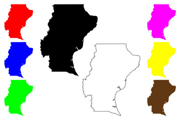 Fototapeta premium Santa Cruz (Region of Argentina, Argentine Republic, Provinces of Argentina) map vector illustration, scribble sketch Santa Cruz Province map
