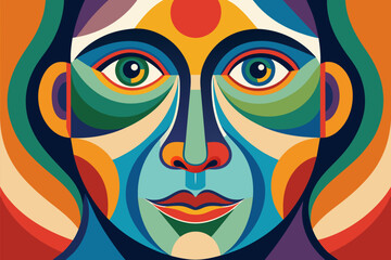 Fototapeta premium Vector colorful woman face art illustration 