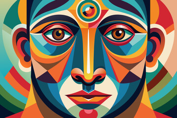 Vector colorful woman face art illustration
