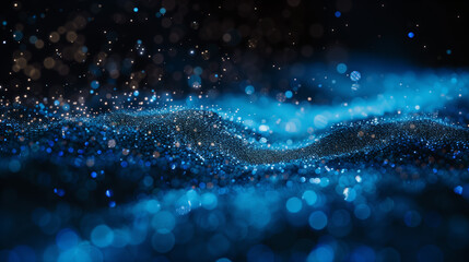 Blue Abstract Background With Blurry Lights