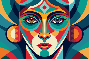 Fototapeta premium Vector colorful woman face art illustration 