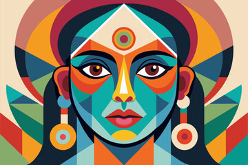 Fototapeta premium Vector colorful woman face art illustration 