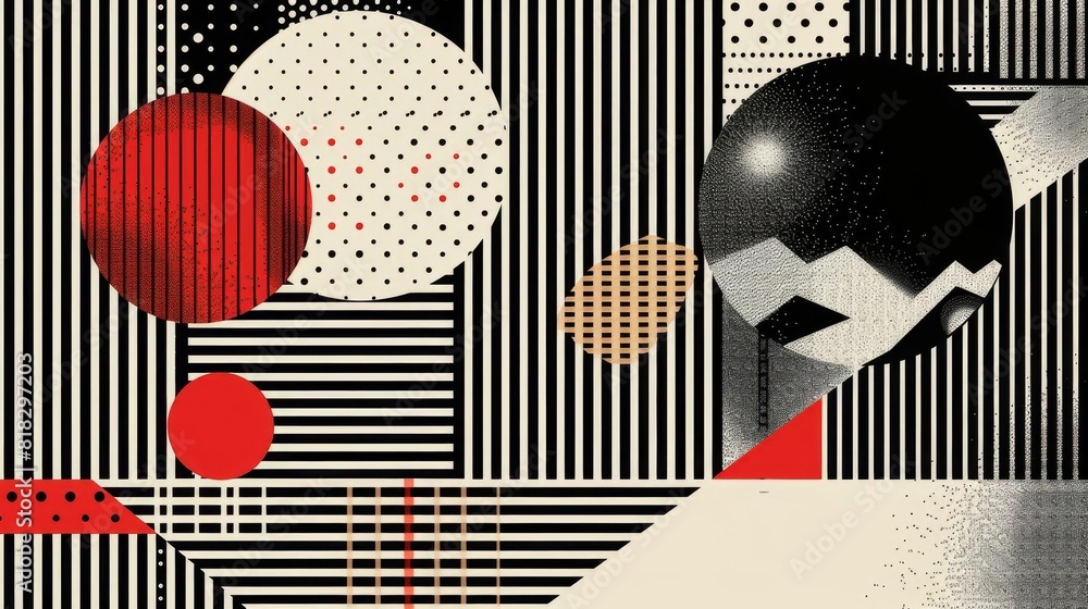 Aufkleber modern abstract geometric background with black and red patterns vector art