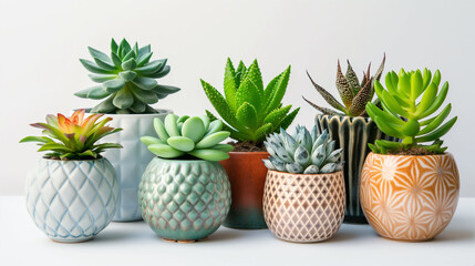 Vase-decorated plants isolated on a white background