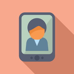 Minimalist avatar of a person wearing a face mask on a smartphone interface symbolizes remote communication during health crises