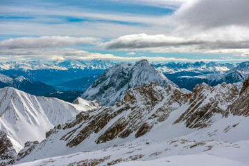 Snow covered mountains in winter