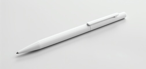 Simple white pen on a clean desk, neutral background, ideal for branding or promotional text.